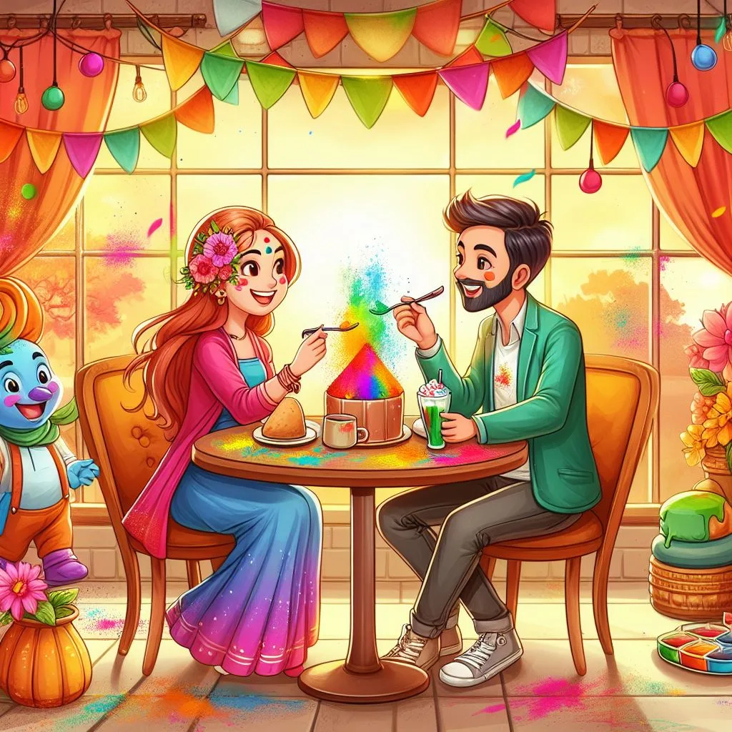 Happy holi images with colourful vibes with boy krishan boy cartoon images ()