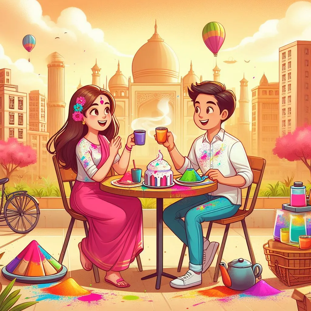 Happy holi images with colourful vibes with boy krishan boy cartoon images ()