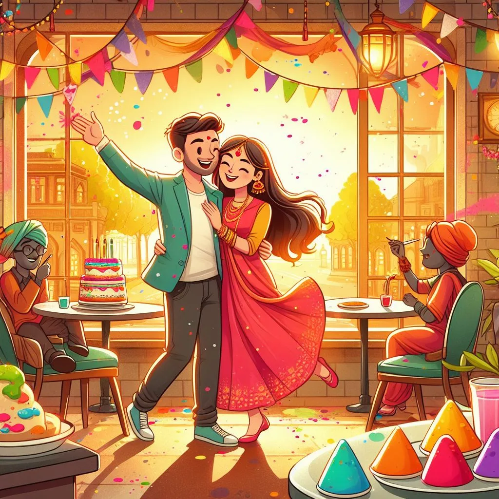 Happy holi images with colourful vibes with boy krishan boy cartoon images ()