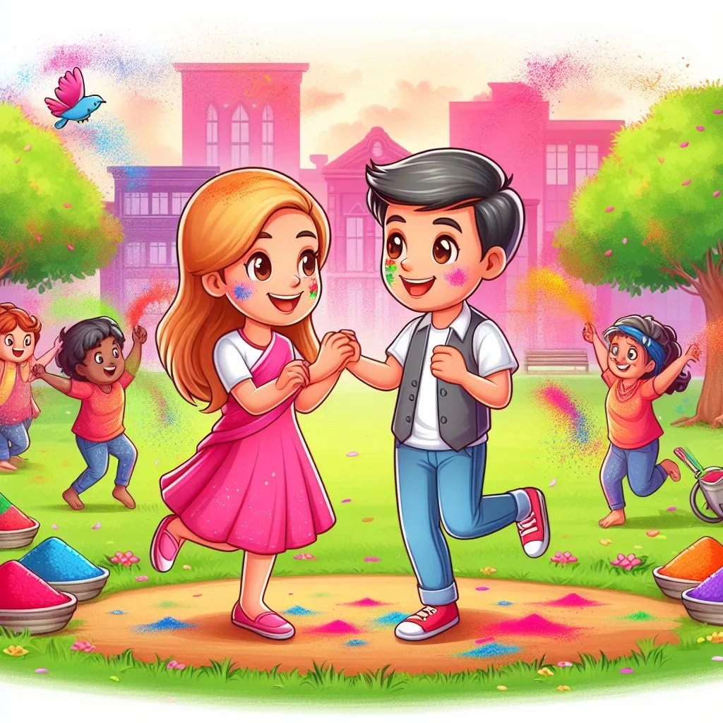 Happy holi images with colourful vibes with boy krishan boy cartoon images ()