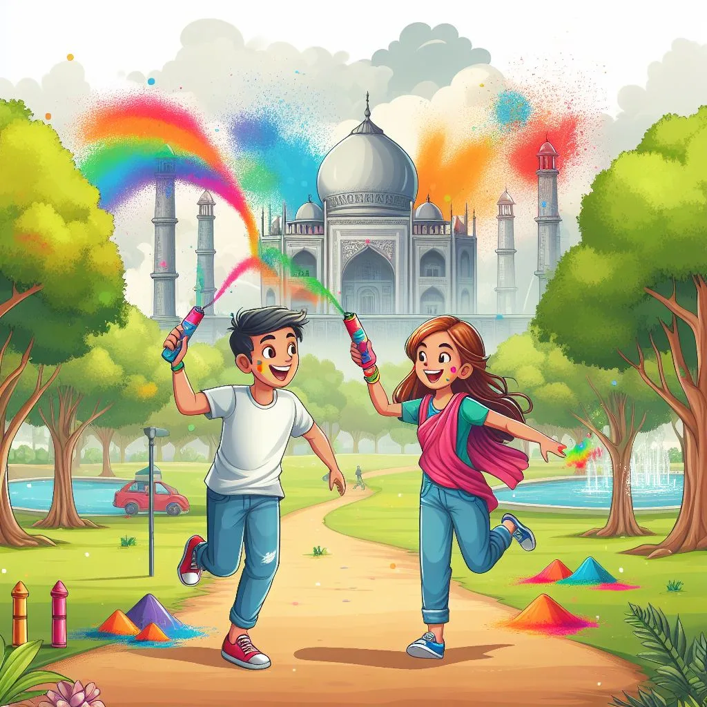 Happy holi images with colourful vibes with boy krishan boy cartoon images ()