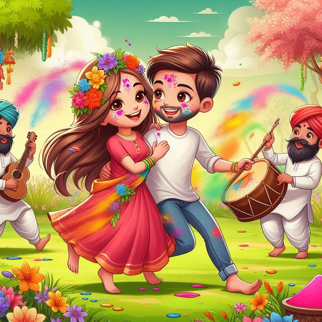 Happy holi images with colourful vibes with boy krishan boy cartoon images ()