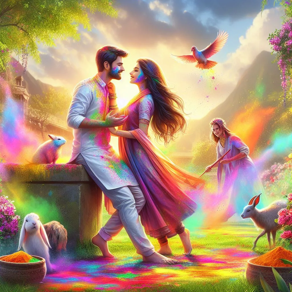 Happy holi images with colourful vibes with boy krishan boy cartoon images ()