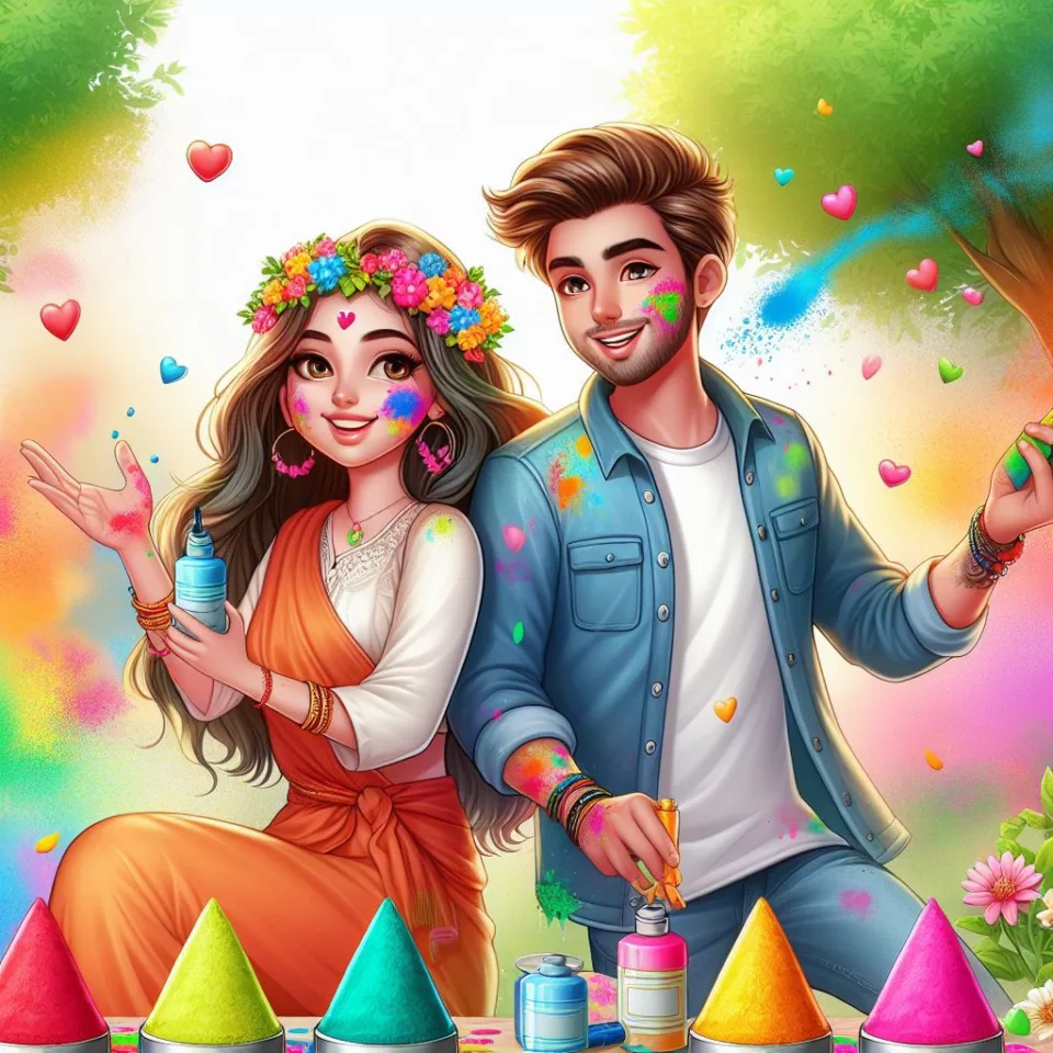 couple image happy holi images garden gradient