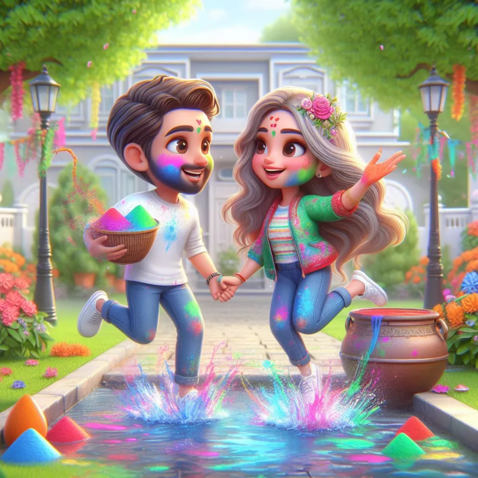 couple image happy holi images garden gradient