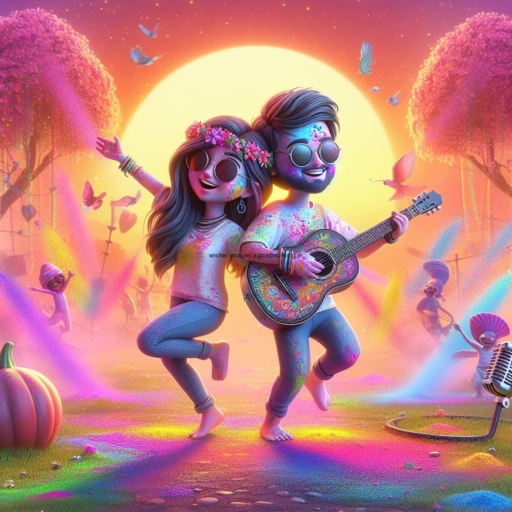 couple image happy holi images garden gradient