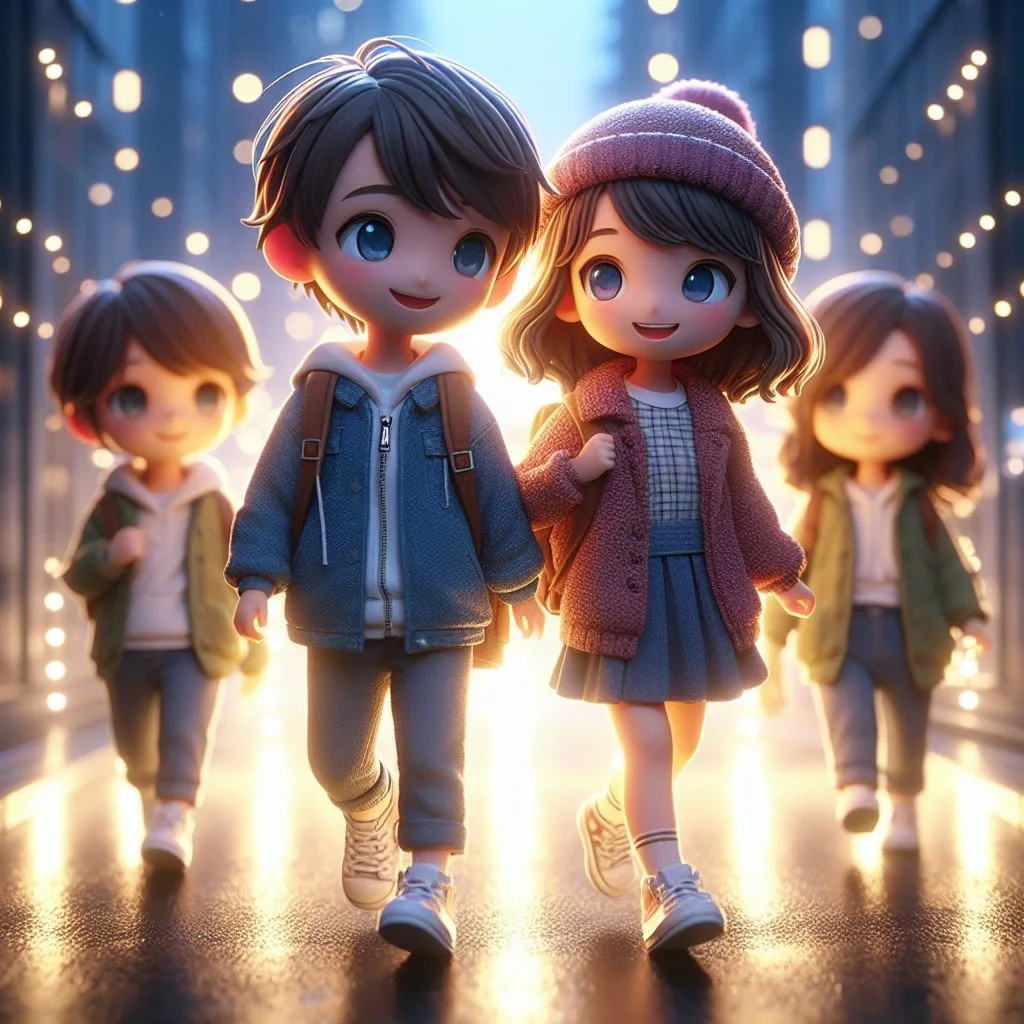 love images cute couple mini cute girl and mini boy with cartoon boy ()