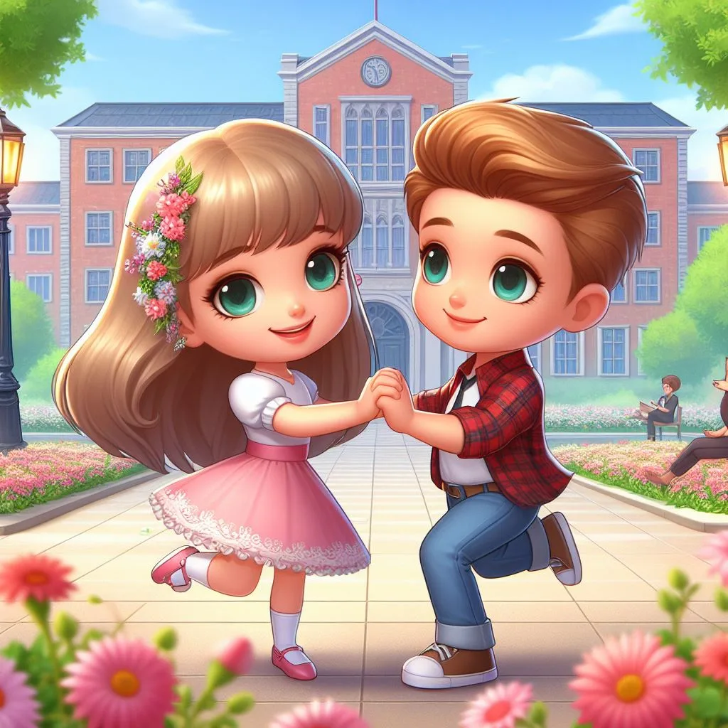 love images cute couple mini cute girl and mini boy with cartoon boy ()