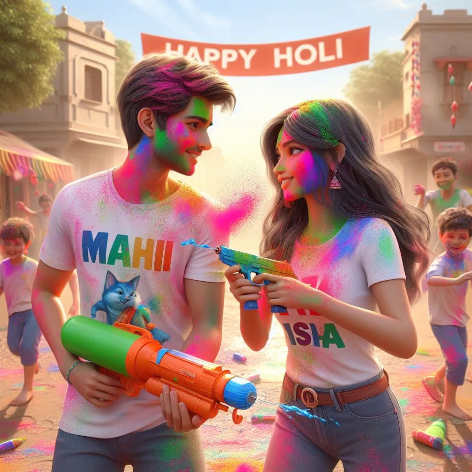 realistic-3D-22-year-old-couple-playing-the-Indian-festival-Holi-with-coloured-powder-water-guns-filled-with-colour-mixed-water.-happy-holi-images-102-960x960 150 Happy Holi Images Free Download