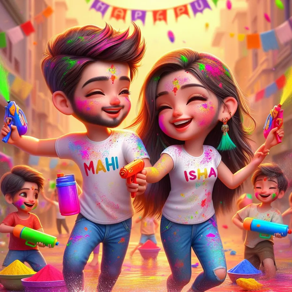 realistic-3D-22-year-old-couple-playing-the-Indian-festival-Holi-with-coloured-powder-water-guns-filled-with-colour-mixed-water.-happy-holi-images-103-960x960 150 Happy Holi Images Free Download