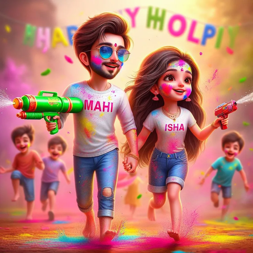 realistic-3D-22-year-old-couple-playing-the-Indian-festival-Holi-with-coloured-powder-water-guns-filled-with-colour-mixed-water.-happy-holi-images-104-960x960 150 Happy Holi Images Free Download