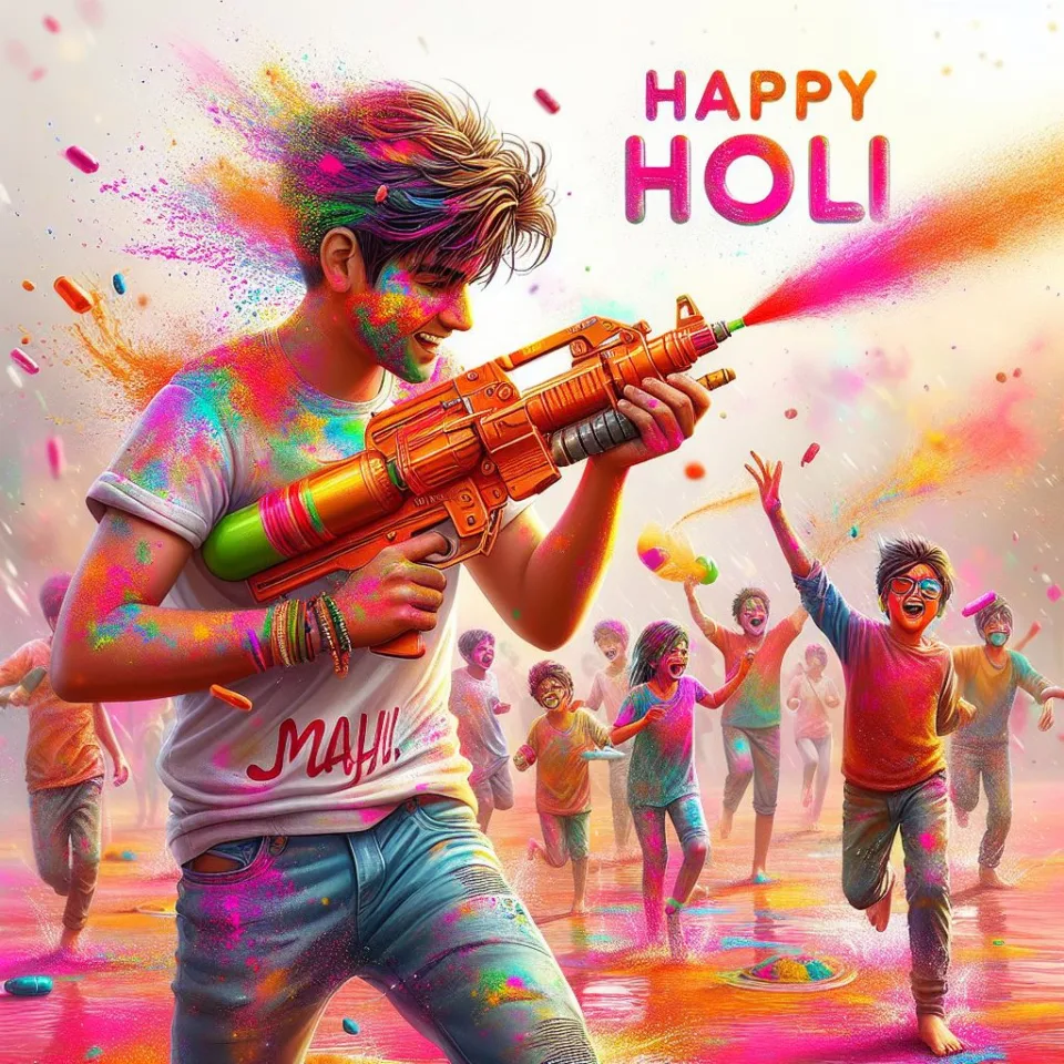 realistic-3D-22-year-old-couple-playing-the-Indian-festival-Holi-with-coloured-powder-water-guns-filled-with-colour-mixed-water.-happy-holi-images-112-960x960 150 Happy Holi Images Free Download