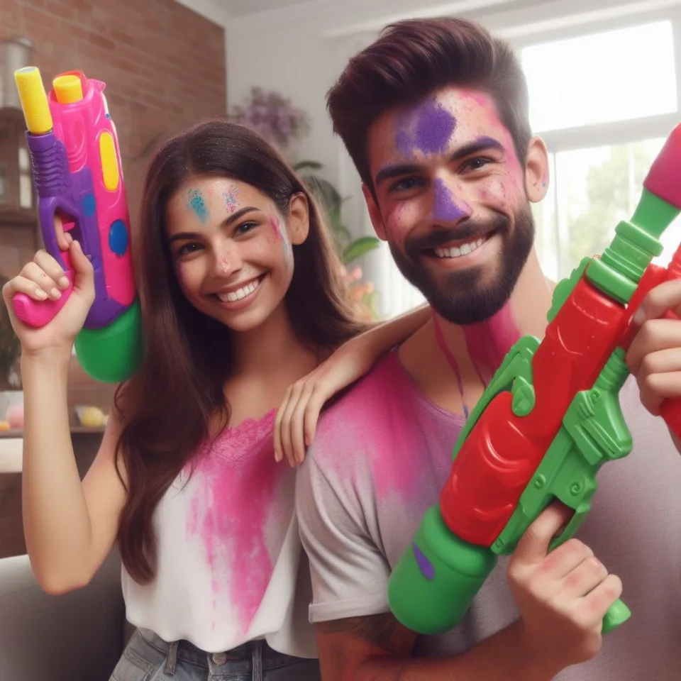 realistic-3D-22-year-old-couple-playing-the-Indian-festival-Holi-with-coloured-powder-water-guns-filled-with-colour-mixed-water.-happy-holi-images-120-960x960 150 Happy Holi Images Free Download