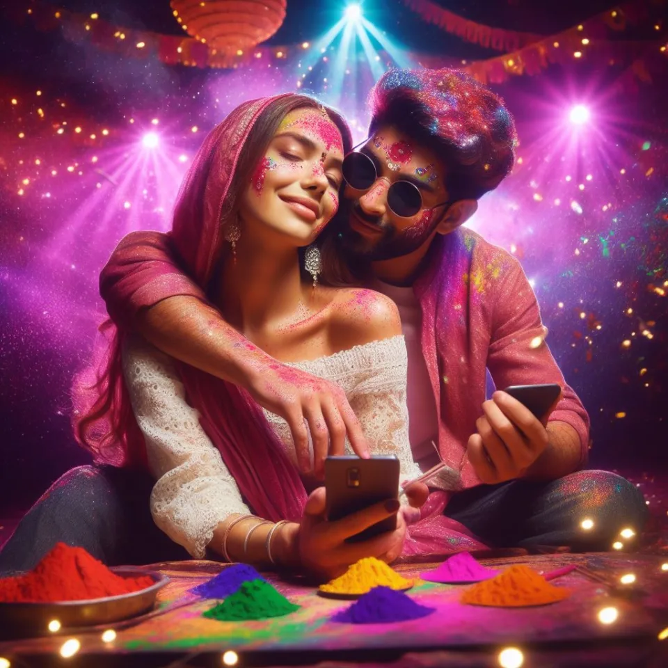 realistic-3D-22-year-old-couple-playing-the-Indian-festival-Holi-with-coloured-powder-water-guns-filled-with-colour-mixed-water.-happy-holi-images-17-960x960 150 Happy Holi Images Free Download