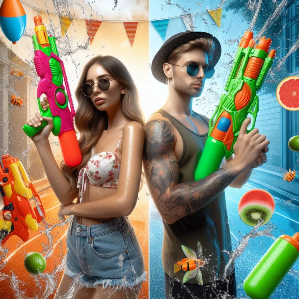 realistic-3D-22-year-old-couple-playing-the-Indian-festival-Holi-with-coloured-powder-water-guns-filled-with-colour-mixed-water.-happy-holi-images-49-960x960 150 Happy Holi Images Free Download