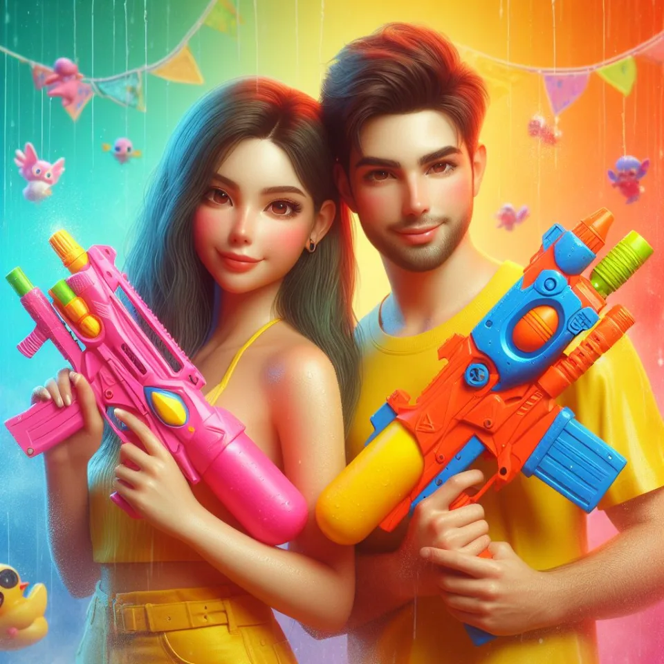 realistic-3D-22-year-old-couple-playing-the-Indian-festival-Holi-with-coloured-powder-water-guns-filled-with-colour-mixed-water.-happy-holi-images-50-960x960 150 Happy Holi Images Free Download