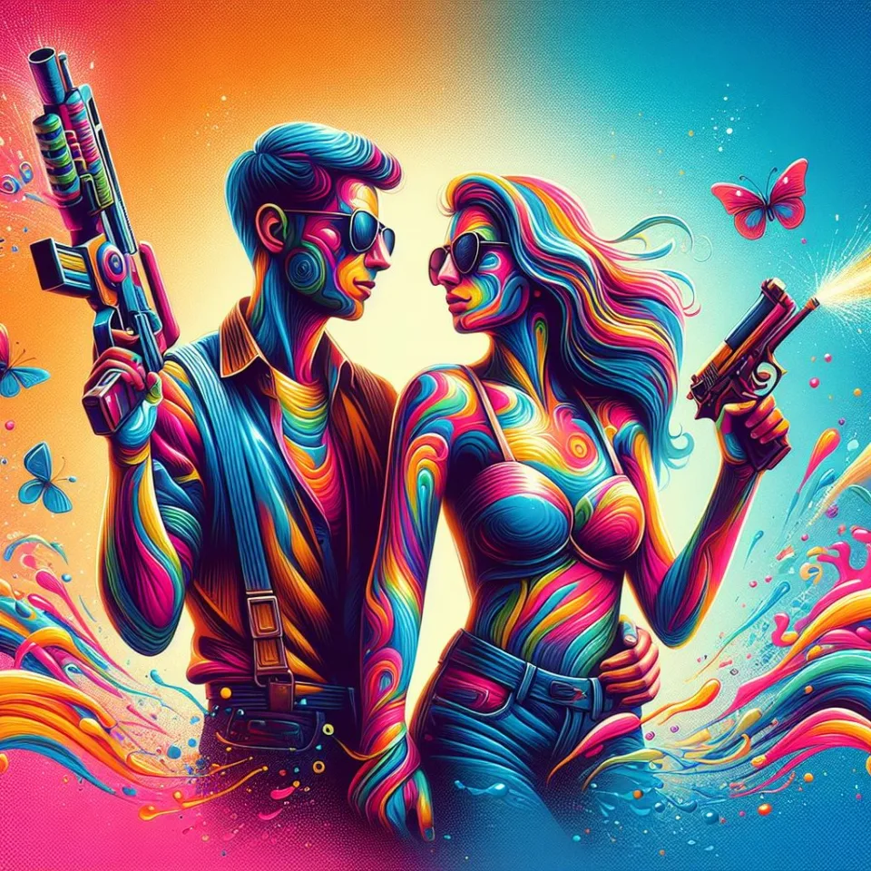 realistic-3D-22-year-old-couple-playing-the-Indian-festival-Holi-with-coloured-powder-water-guns-filled-with-colour-mixed-water.-happy-holi-images-58-960x960 150 Happy Holi Images Free Download