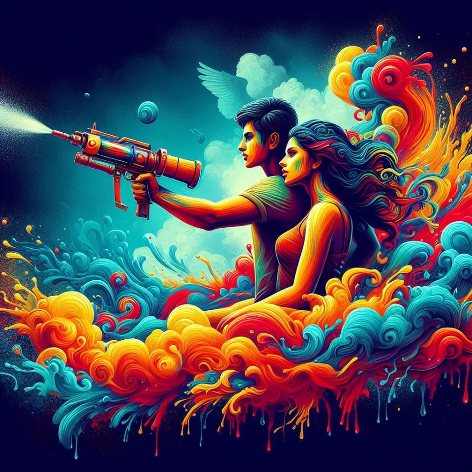 realistic-3D-22-year-old-couple-playing-the-Indian-festival-Holi-with-coloured-powder-water-guns-filled-with-colour-mixed-water.-happy-holi-images-59-960x960 150 Happy Holi Images Free Download