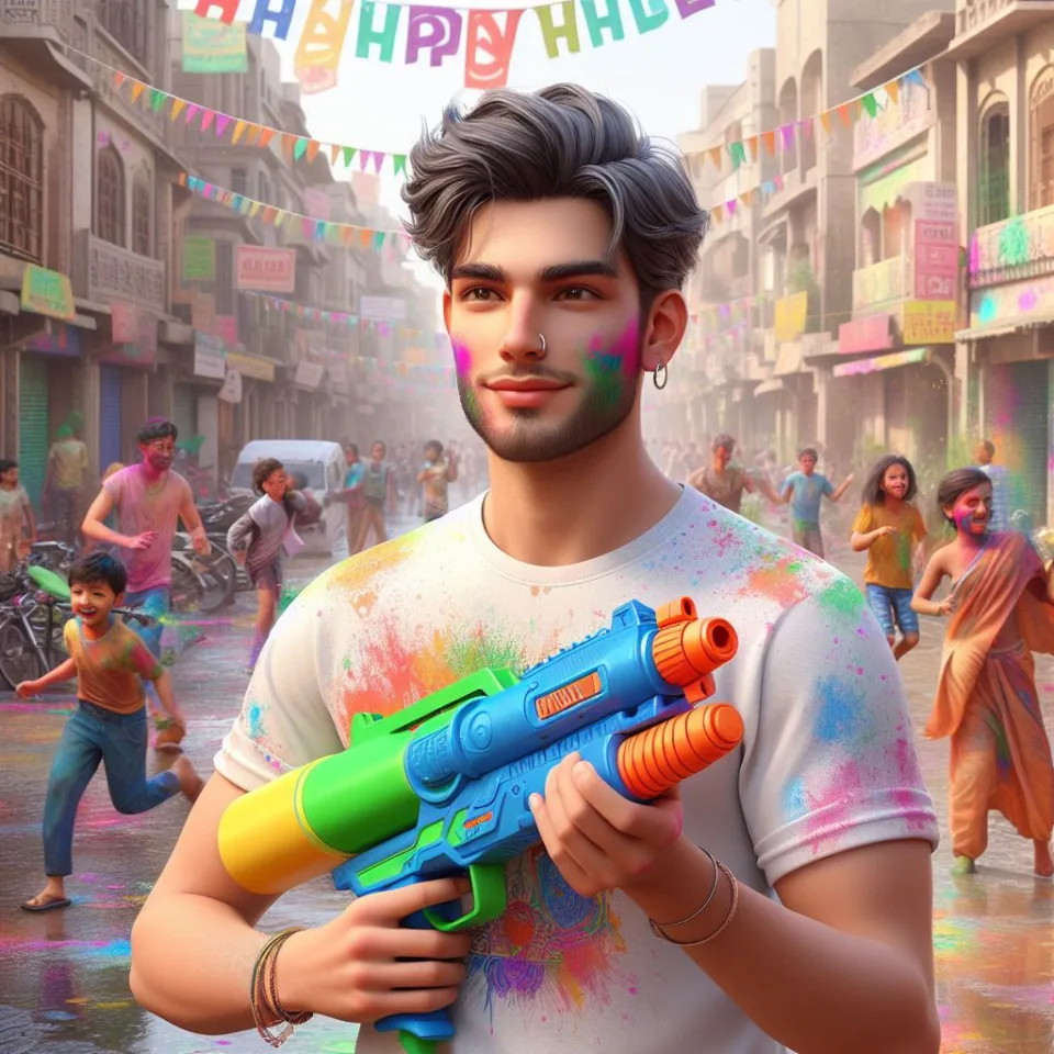 realistic-3D-22-year-old-couple-playing-the-Indian-festival-Holi-with-coloured-powder-water-guns-filled-with-colour-mixed-water.-happy-holi-images-87-960x960 150 Happy Holi Images Free Download