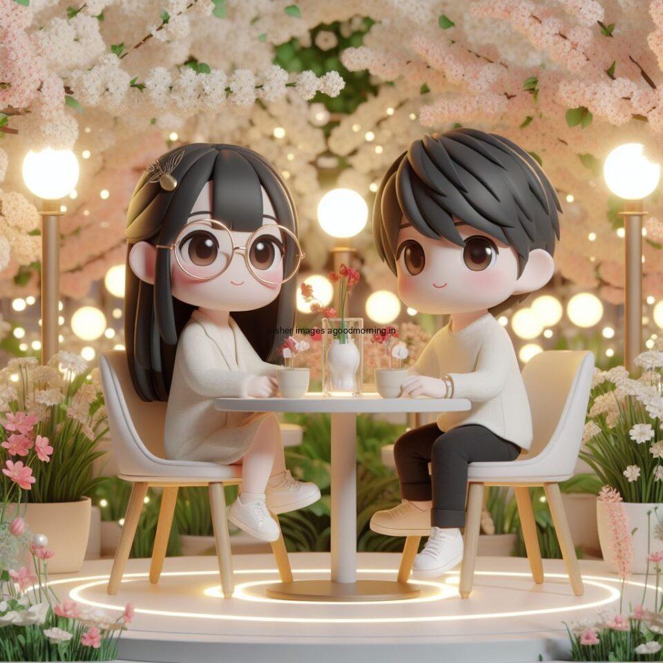 d cute couple images couple seating together with beautifull mall or middle of park amazing light setup ()