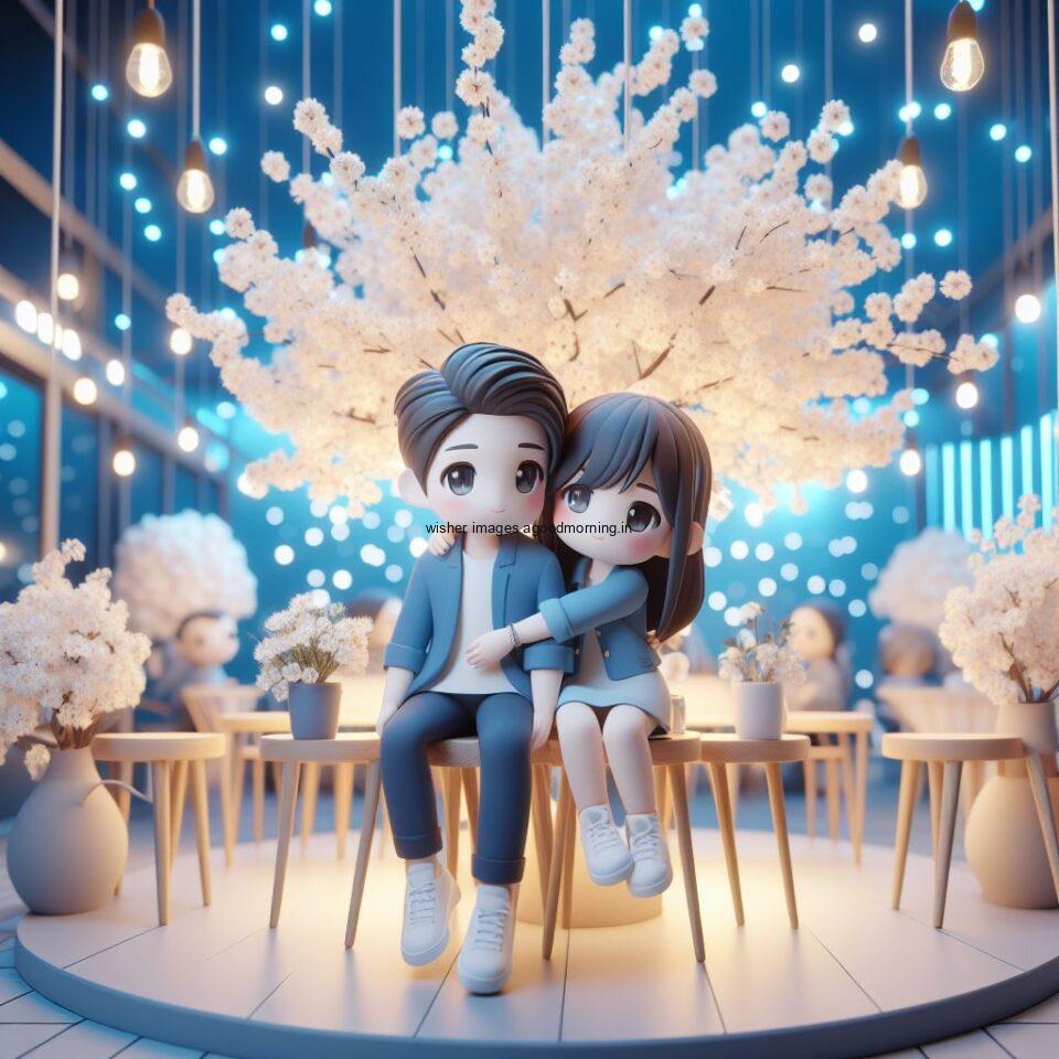 d cute couple images couple seating together with beautifull mall or middle of park amazing light setup ()