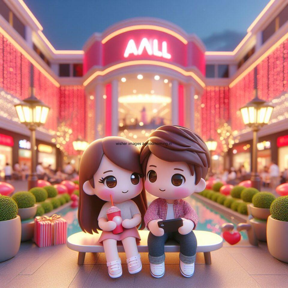 d cute couple images couple seating together with beautifull mall or middle of park azaming light setup ()