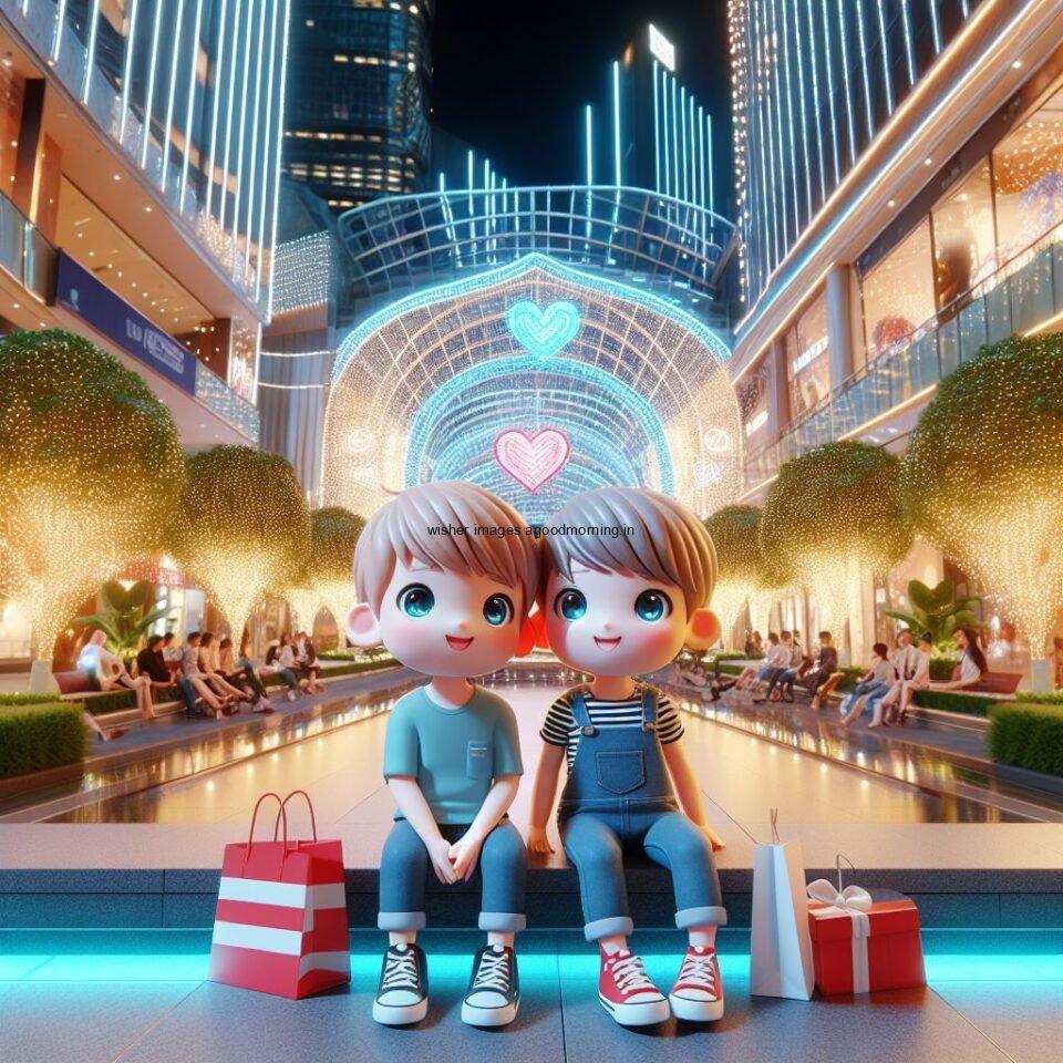 d cute couple images couple seating together with beautifull mall or middle of park azaming light setup ()