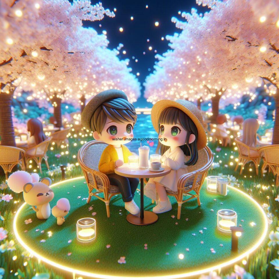 d cute couple images couple seating together with beautifull mall or middle of park azaming light setup ()