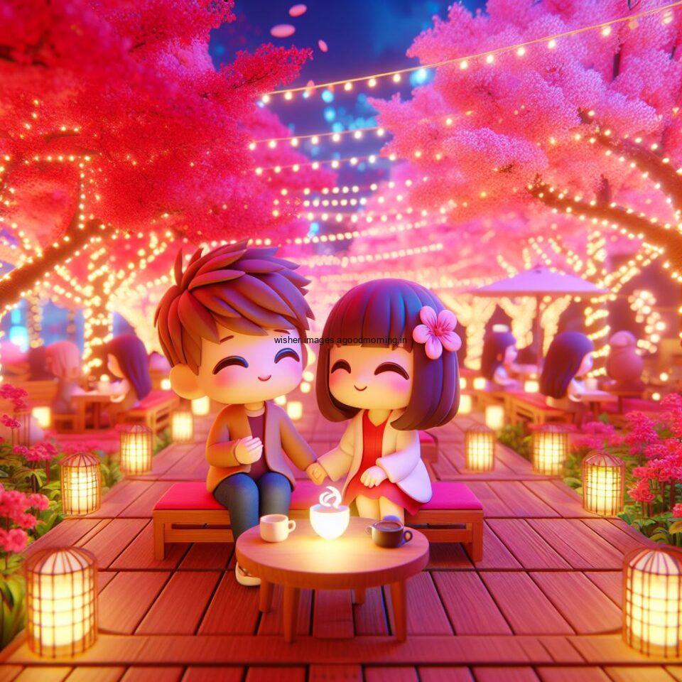 d cute couple images couple seating together with beautifull mall or middle of park azaming light setup ()