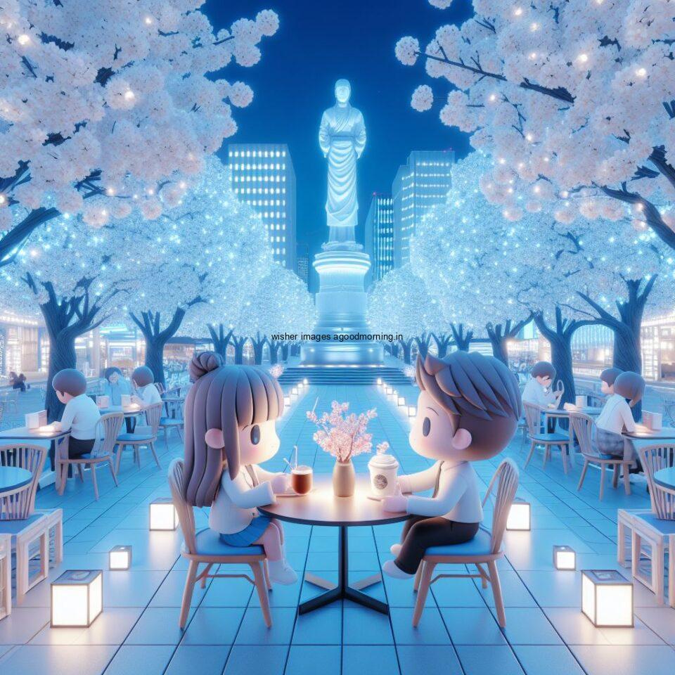 d cute couple images couple seating together with beautifull mall or middle of park azaming light setup ()