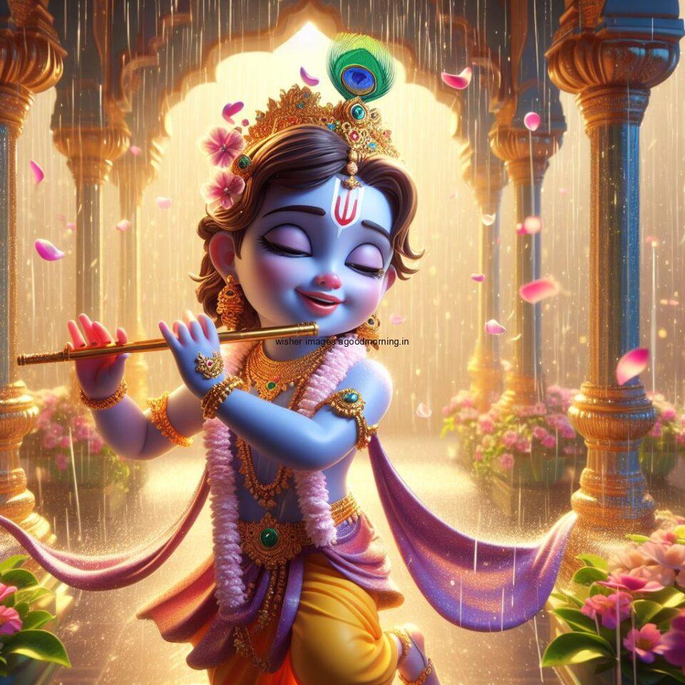 Lord Krishna Images & HD Krishna Photos Jai Shree Krishna Images Status d cute krishna seating playing flute eating button ()