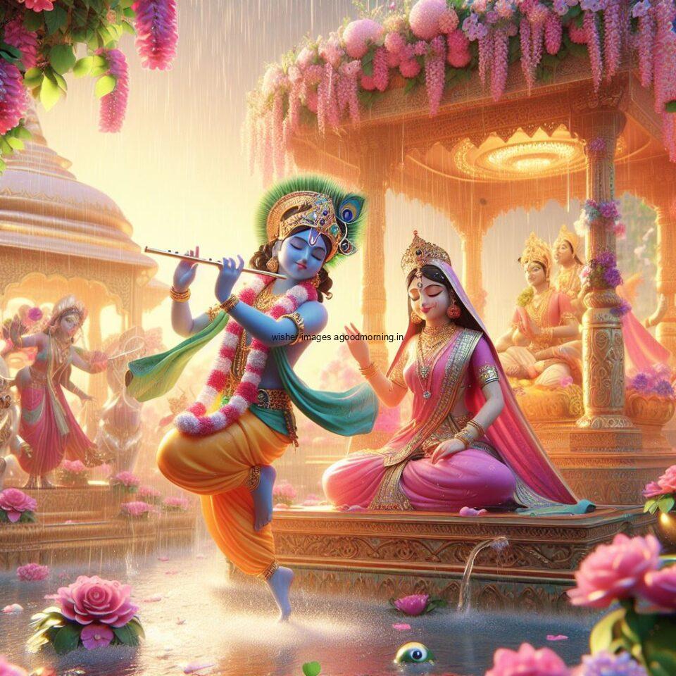 Lord Krishna Images & HD Krishna Photos Jai Shree Krishna Images Status d cute krishna seating playing flute eating button ()