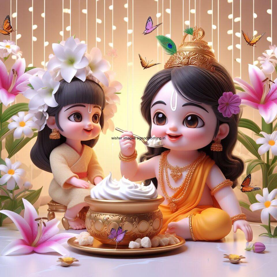 Lord-Krishna-Images-HD-Krishna-Photos-Jai-Shree-Krishna-Images-Status-3d-cute-krishna-seating-playing-flute-eating-button-with-butterfly-23-960x960 60+ Lord Krishna Images & HD Krishna Photos Free Download