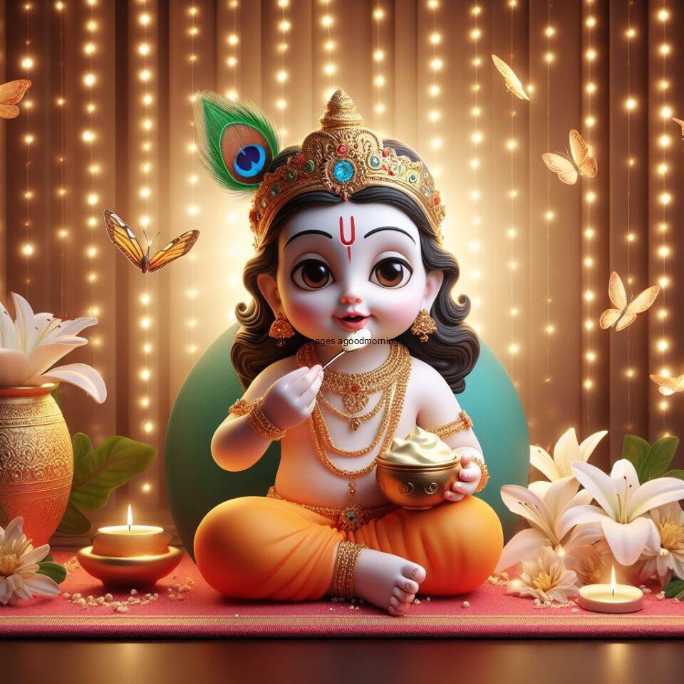 Lord-Krishna-Images-HD-Krishna-Photos-Jai-Shree-Krishna-Images-Status-3d-cute-krishna-seating-playing-flute-eating-button-with-butterfly-27-960x960 60+ Lord Krishna Images & HD Krishna Photos Free Download