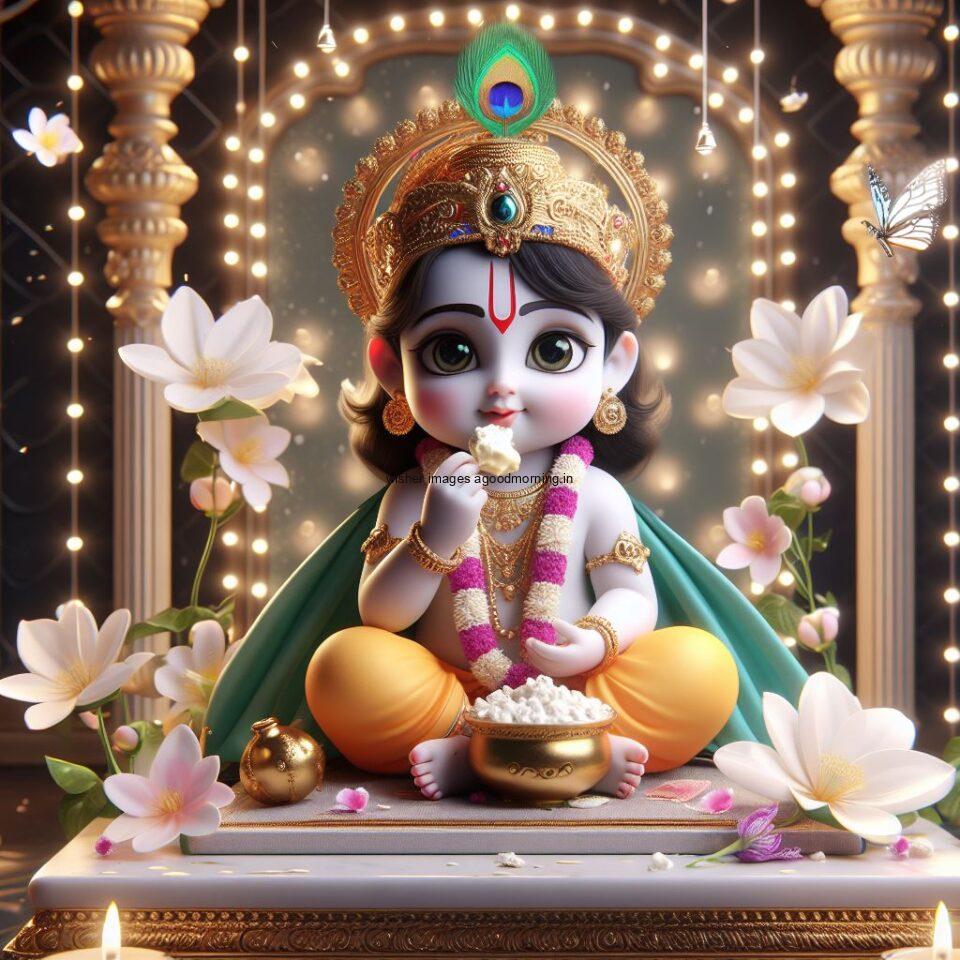 Lord-Krishna-Images-HD-Krishna-Photos-Jai-Shree-Krishna-Images-Status-3d-cute-krishna-seating-playing-flute-eating-button-with-butterfly-28-960x960 60+ Lord Krishna Images & HD Krishna Photos Free Download