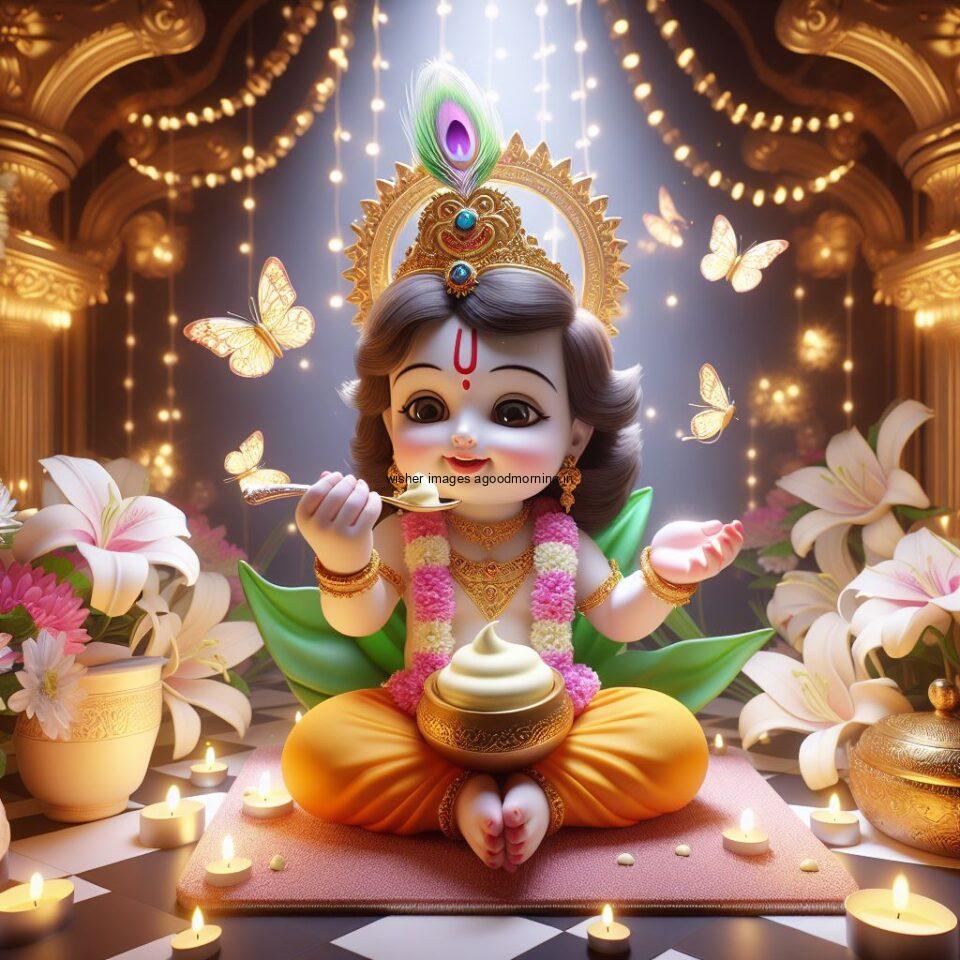 Lord-Krishna-Images-HD-Krishna-Photos-Jai-Shree-Krishna-Images-Status-3d-cute-krishna-seating-playing-flute-eating-button-with-butterfly-33-960x960 60+ Lord Krishna Images & HD Krishna Photos Free Download