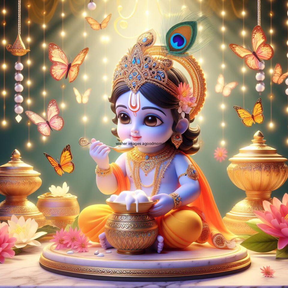 Lord-Krishna-Images-HD-Krishna-Photos-Jai-Shree-Krishna-Images-Status-3d-cute-krishna-seating-playing-flute-eating-button-with-butterfly-36-960x960 60+ Lord Krishna Images & HD Krishna Photos Free Download