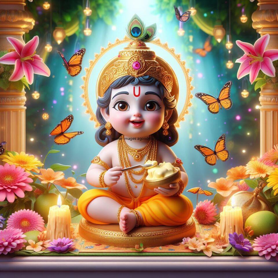 Lord-Krishna-Images-HD-Krishna-Photos-Jai-Shree-Krishna-Images-Status-3d-cute-krishna-seating-playing-flute-eating-button-with-butterfly-40-960x960 60+ Lord Krishna Images & HD Krishna Photos Free Download