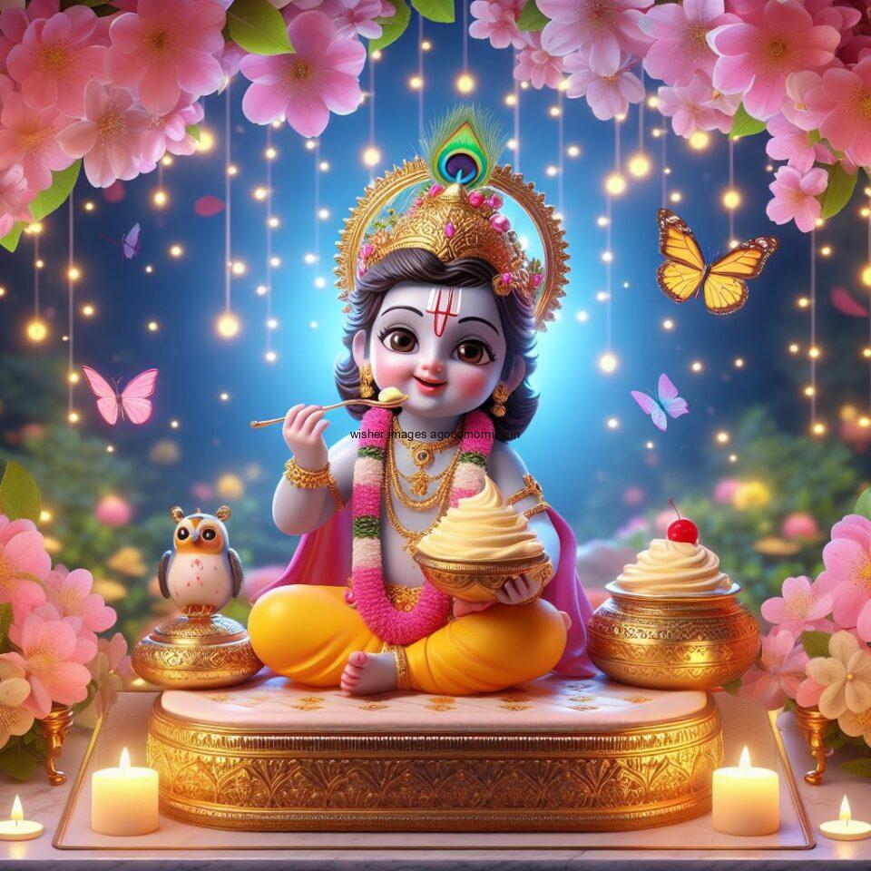 Lord-Krishna-Images-HD-Krishna-Photos-Jai-Shree-Krishna-Images-Status-3d-cute-krishna-seating-playing-flute-eating-button-with-butterfly-45-960x960 60+ Lord Krishna Images & HD Krishna Photos Free Download