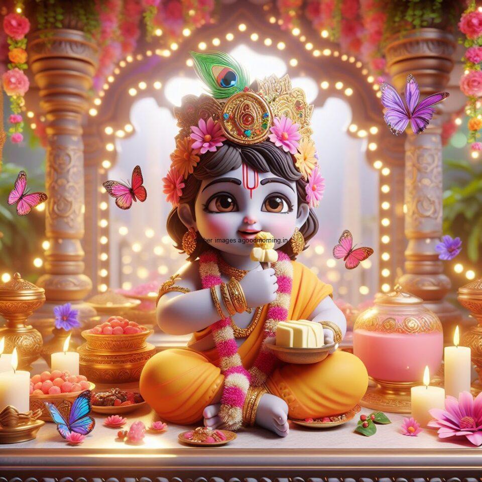 Lord-Krishna-Images-HD-Krishna-Photos-Jai-Shree-Krishna-Images-Status-3d-cute-krishna-seating-playing-flute-eating-button-with-butterfly-49-960x960 60+ Lord Krishna Images & HD Krishna Photos Free Download