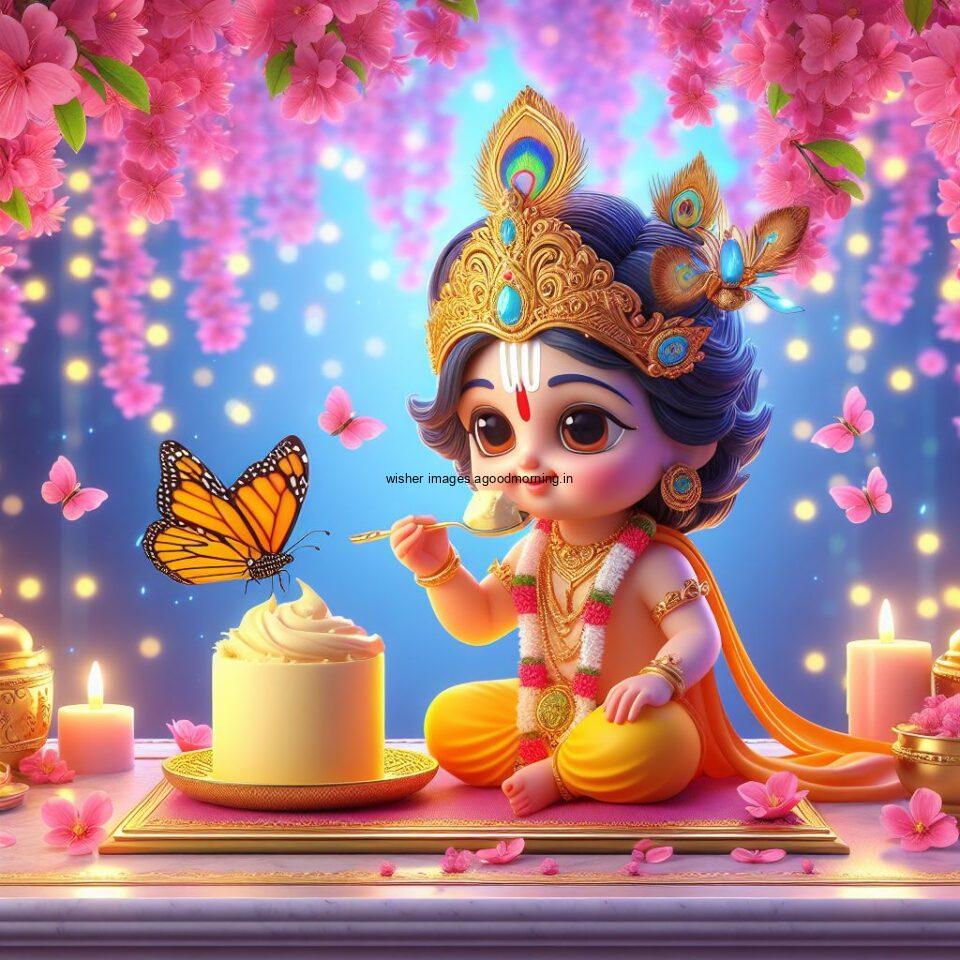 Lord-Krishna-Images-HD-Krishna-Photos-Jai-Shree-Krishna-Images-Status-3d-cute-krishna-seating-playing-flute-eating-button-with-butterfly-53-960x960 60+ Lord Krishna Images & HD Krishna Photos Free Download