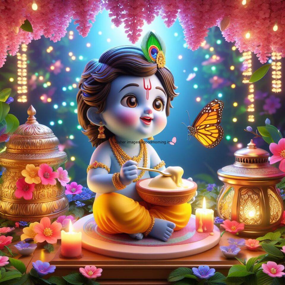 Lord-Krishna-Images-HD-Krishna-Photos-Jai-Shree-Krishna-Images-Status-3d-cute-krishna-seating-playing-flute-eating-button-with-butterfly-54-960x960 60+ Lord Krishna Images & HD Krishna Photos Free Download