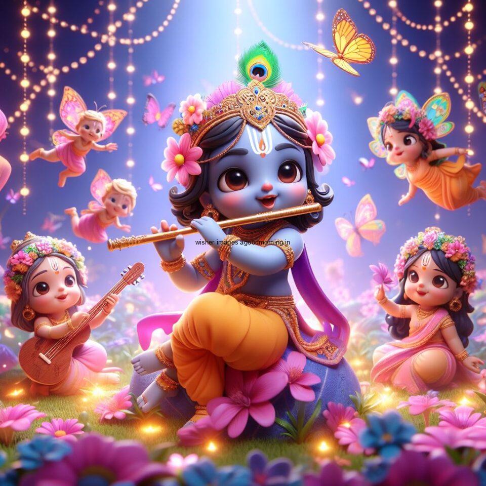 Lord-Krishna-Images-HD-Krishna-Photos-Jai-Shree-Krishna-Images-Status-3d-cute-krishna-seating-playing-flute-eating-button-with-butterfly-6-960x960 60+ Lord Krishna Images & HD Krishna Photos Free Download