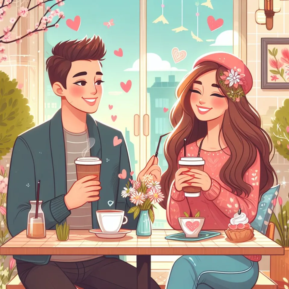 beautiful couple in cafe love couple images with love vibes in city and parpose eachother in the cafe table and enjoy the food ()