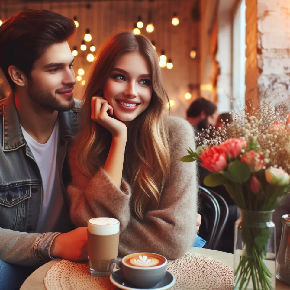 beautiful couple in cafe love couple images with love vibes in city and parpose eachother in the cafe table and enjoy the food ()