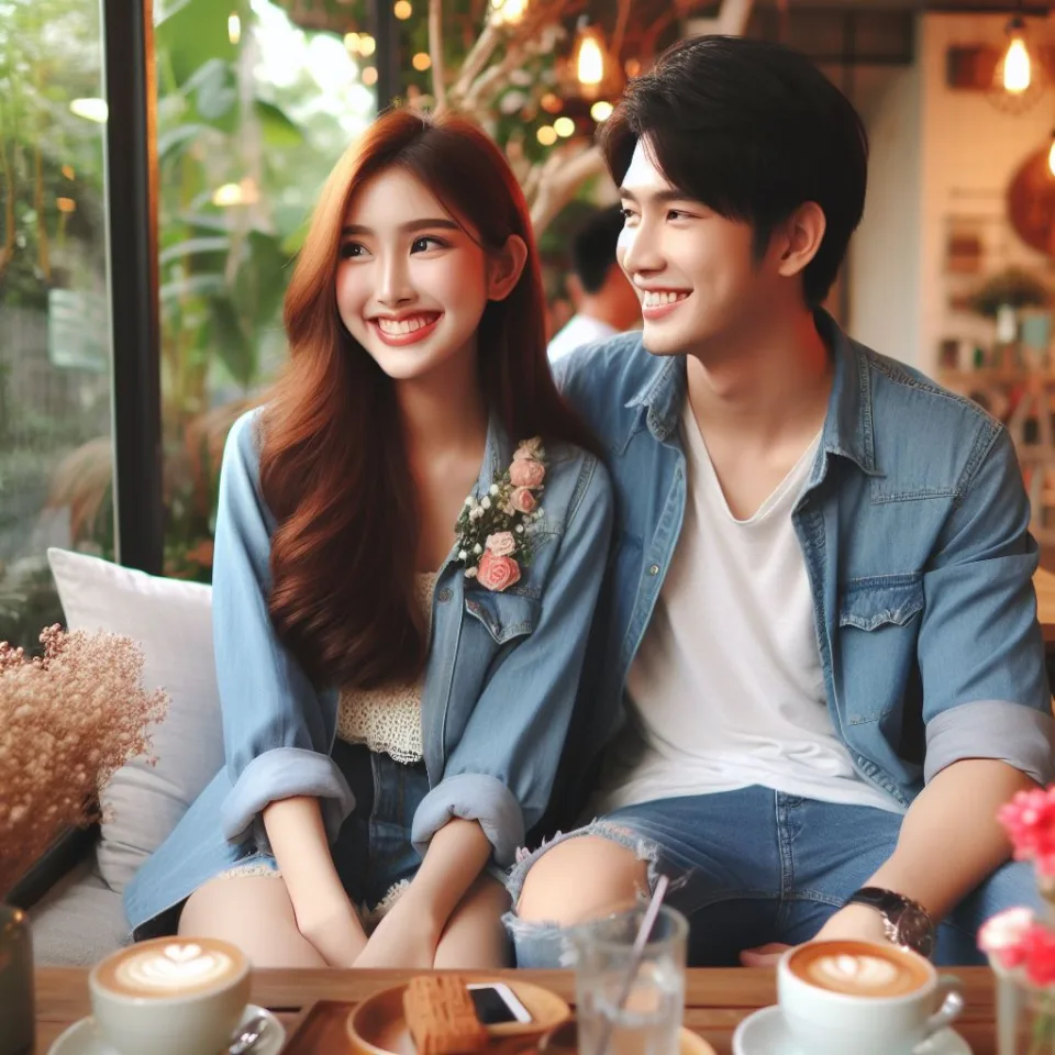 beautiful couple in cafe love couple images with love vibes in city and parpose eachother in the cafe table and enjoy the food ()