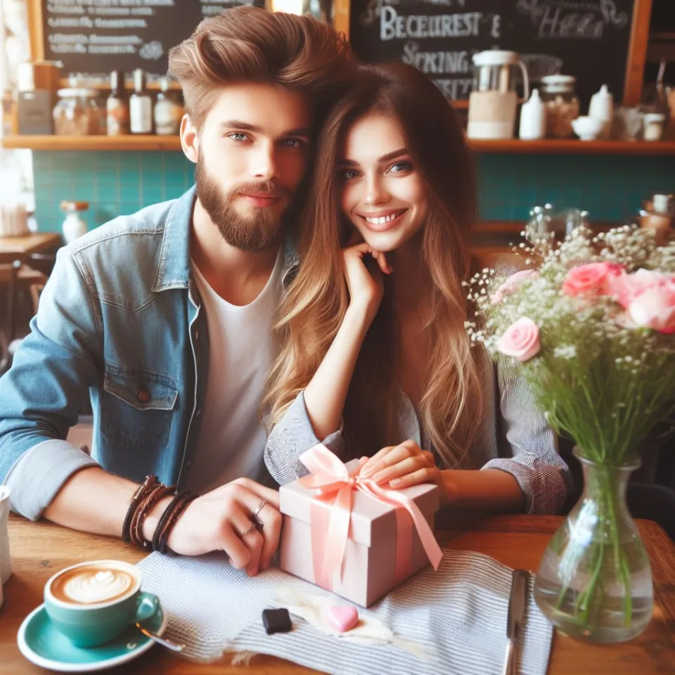 beautiful couple in cafe love couple images with love vibes in city and parpose eachother in the cafe table and enjoy the food ()