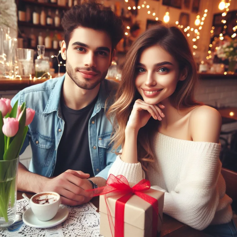 beautiful couple in cafe love couple images with love vibes in city and parpose eachother in the cafe table and enjoy the food ()