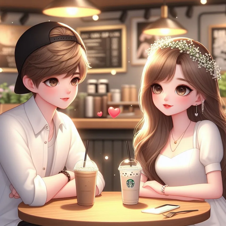 beautiful couple in cafe love couple images with love vibes in city and parpose eachother in the cafe table and enjoy the food ()