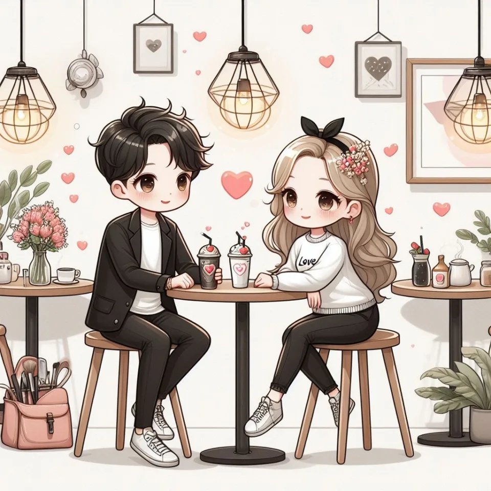 beautiful couple in cafe love couple images with love vibes in city and parpose eachother in the cafe table and enjoy the food ()